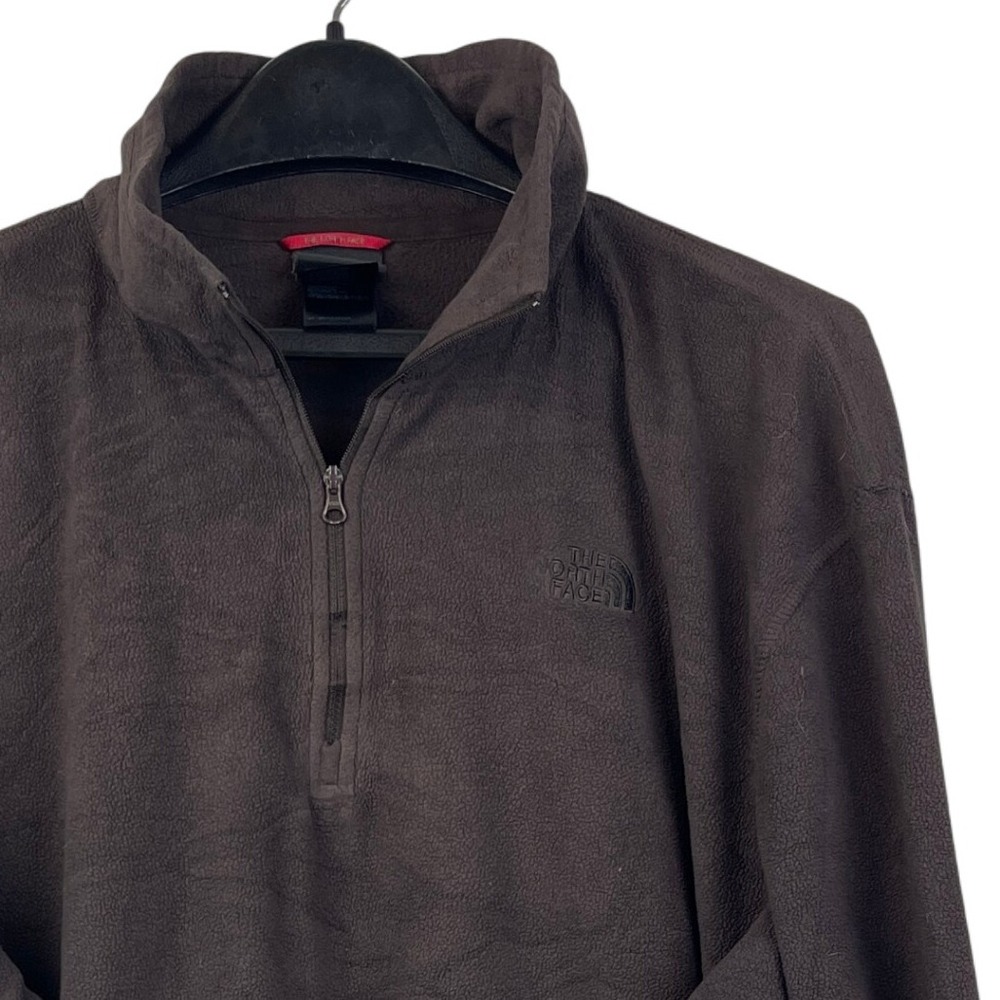 The North Face Polartec Fleece 1/4 Zip Pullover Mens XL Mock Neck Brown Logo